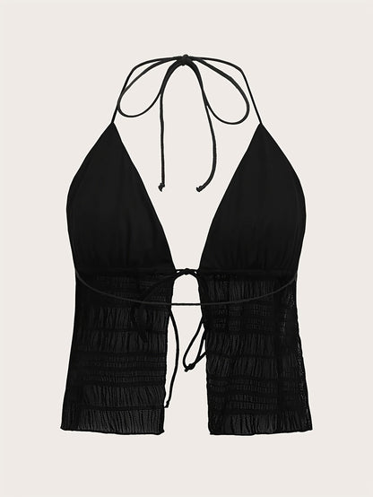 Top camisola mujer estilo halter chic para noche y playa