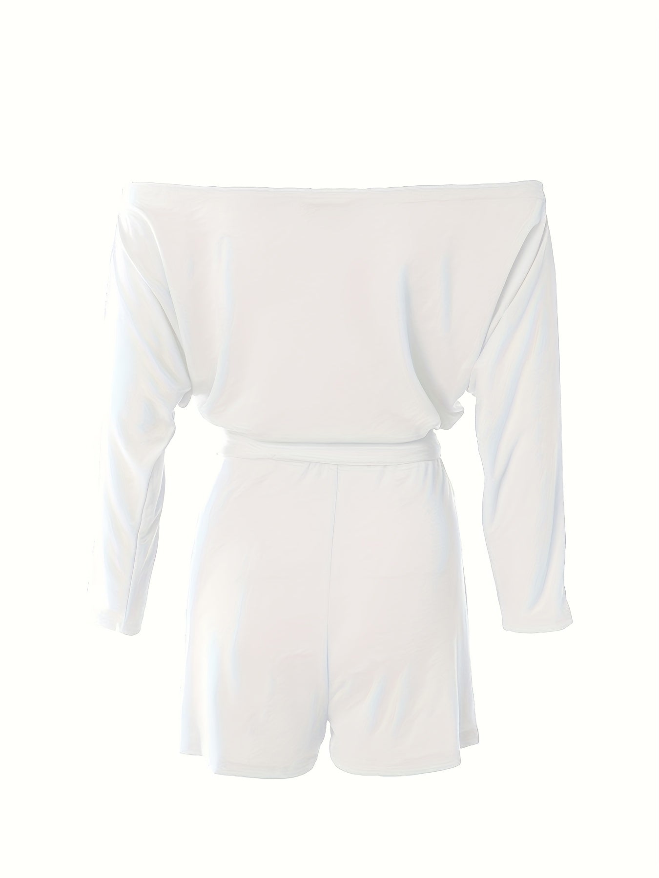 Combinaison Short Décontractée Femme Style Bardot à Manches Longues pour Été