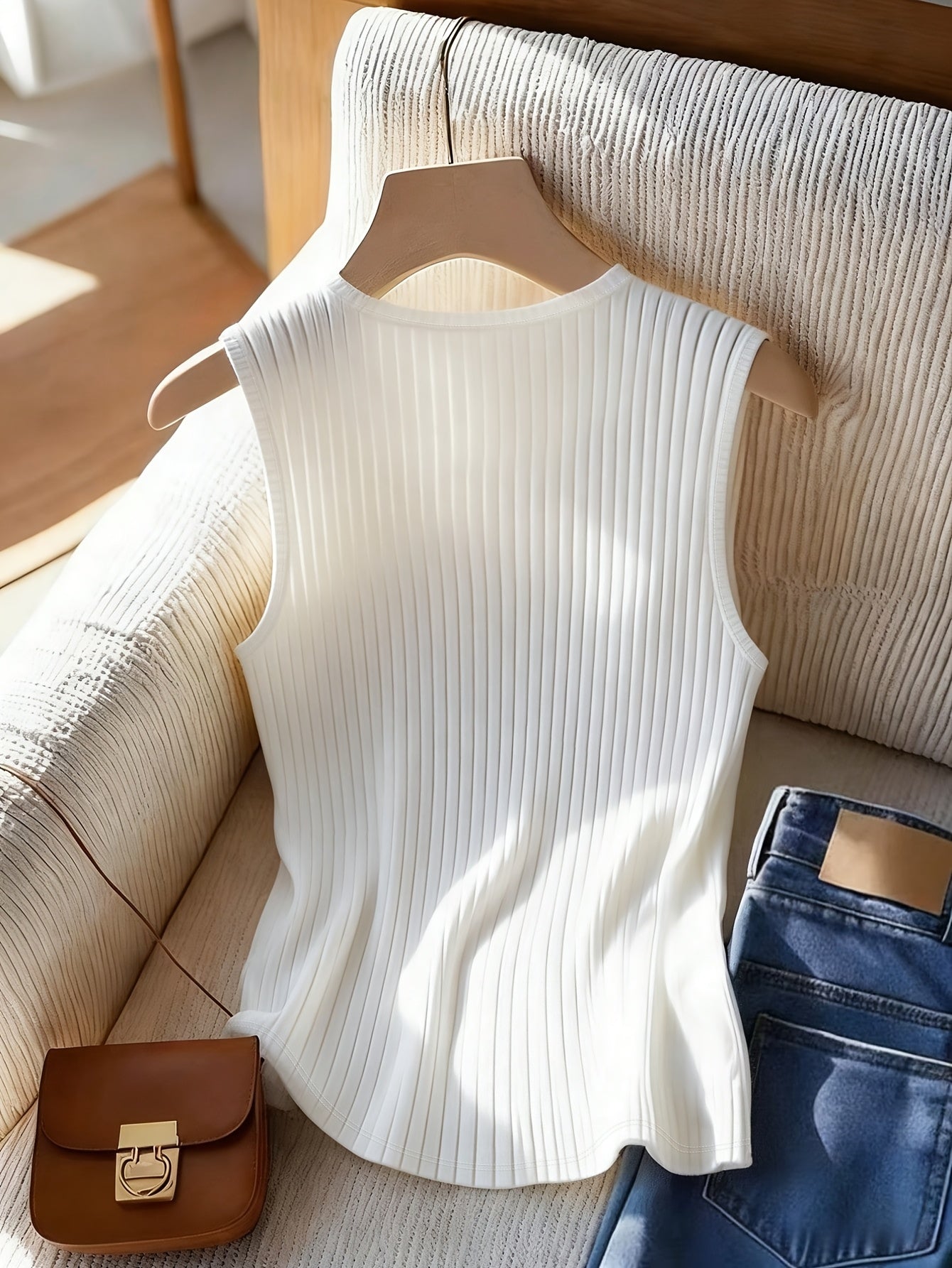 Débardeur Femme Élégant à Boutons Décoratifs Style Moderne