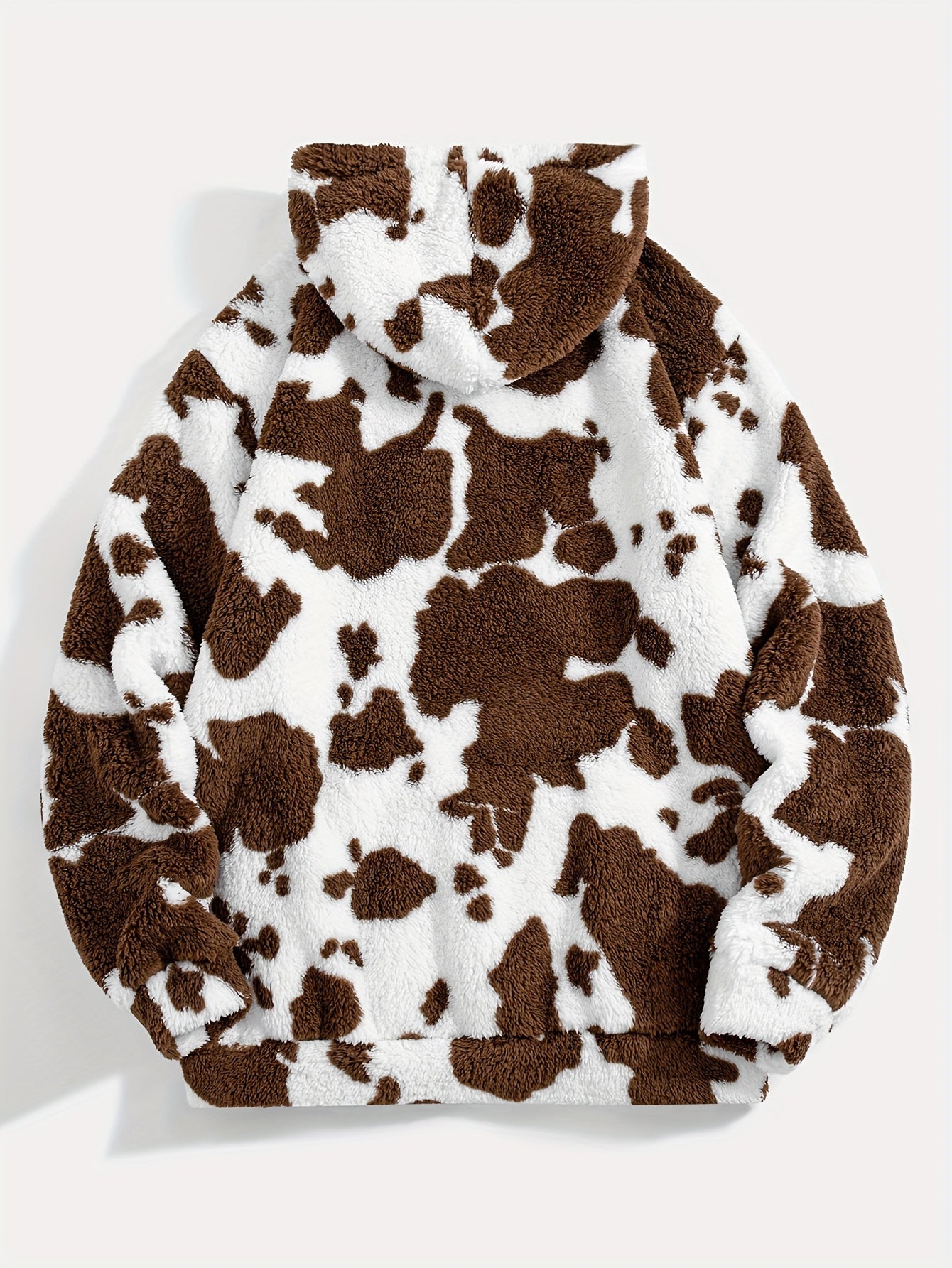 Sweat à capuche Sherpa motif peau de vache bicolore avec poche kangourou