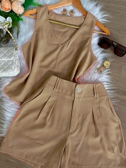 Ensemble Débardeur et Short Femme Style Décontracté Chic Été