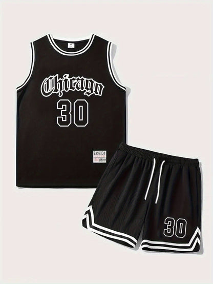 Ensemble Débardeur et Short de Basketball Style Chicago pour Homme - Look Sportif Urbain