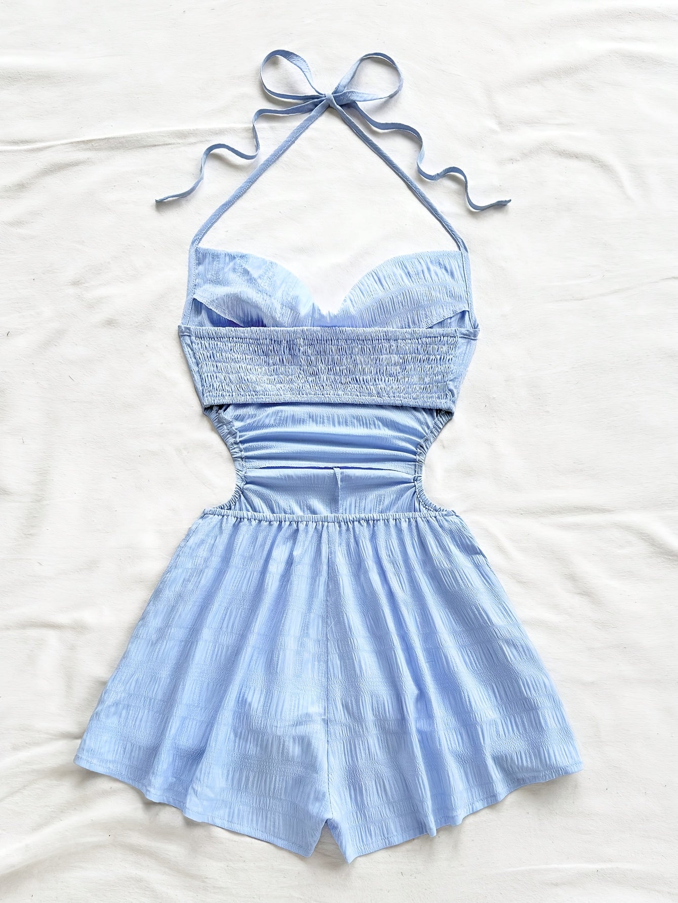 Elegant Women's Romper with Cowl Neck and Open Back – Vacation Style, Modern Fit