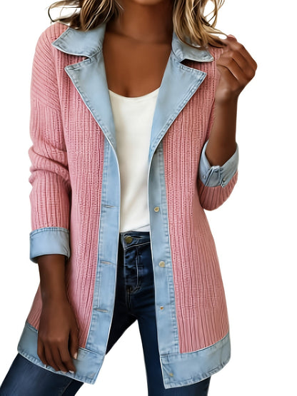 Veste blazer élégante pour femme style urbain chic à revers contrastés