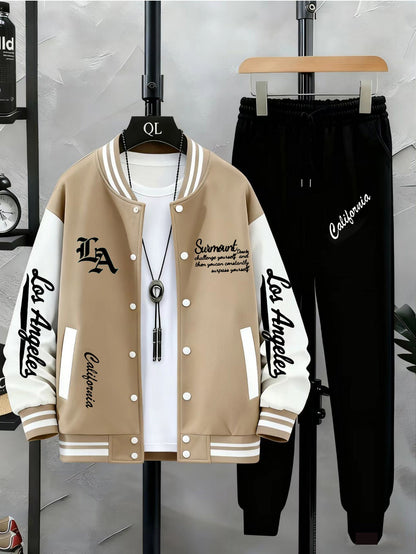 Ensemble Homme Veste Teddy Baseball et Pantalon de Jogging Sport