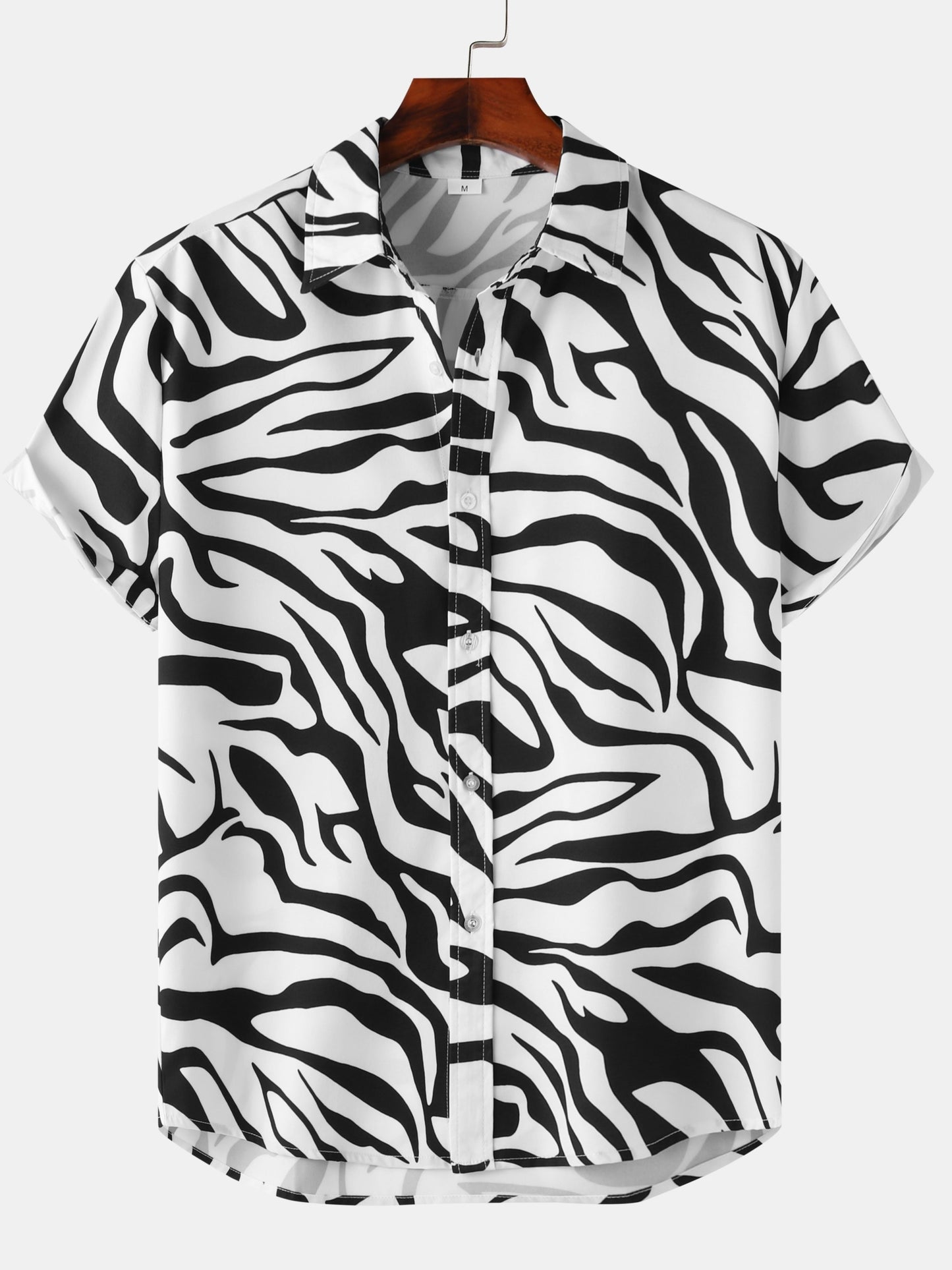 Camicia uomo a maniche corte stile resort con motivo zebrato di tendenza per l'estate