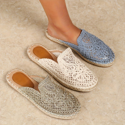 Chaussures Mules Tressées Décontractées pour Femme Style Bohème Été