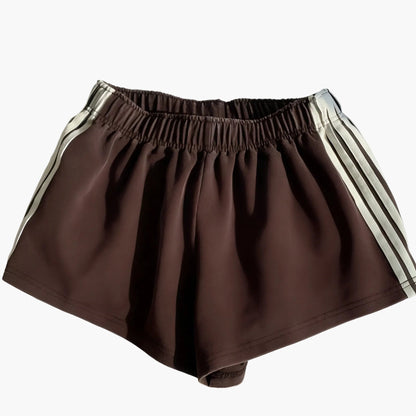 Shorts de sport femme à bandes latérales style décontracté pour running et loisirs