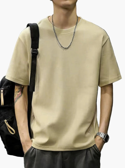 T-shirt basique style décontracté pour homme - Coupe droite, manches courtes, idéal au quotidien