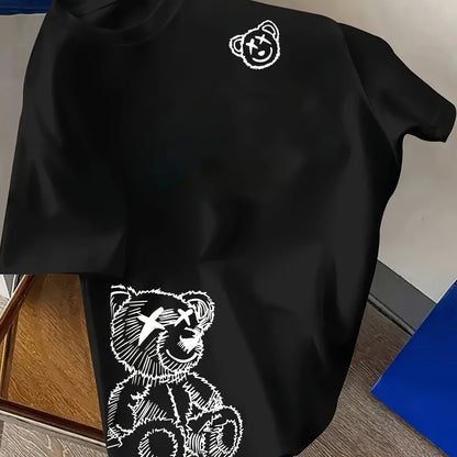T-shirt homme streetwear motif ours graphique style artistique casual