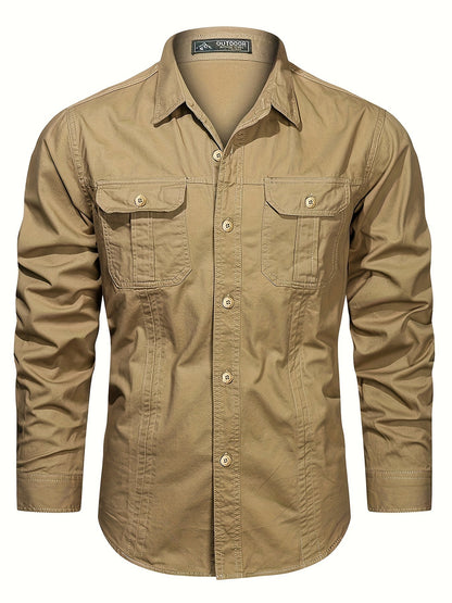 Camisa casual de manga larga para hombre estilo outdoor – Ideal para el fin de semana y el ocio