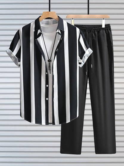 Camisa de Rayas Verticales Estilo Urbano para Hombre - Look Casual y a la Moda
