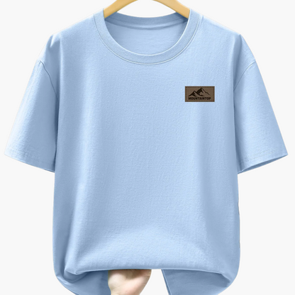 T-shirt casual męski w sportowym stylu z nadrukiem gór – Idealny na wypoczynek i weekend