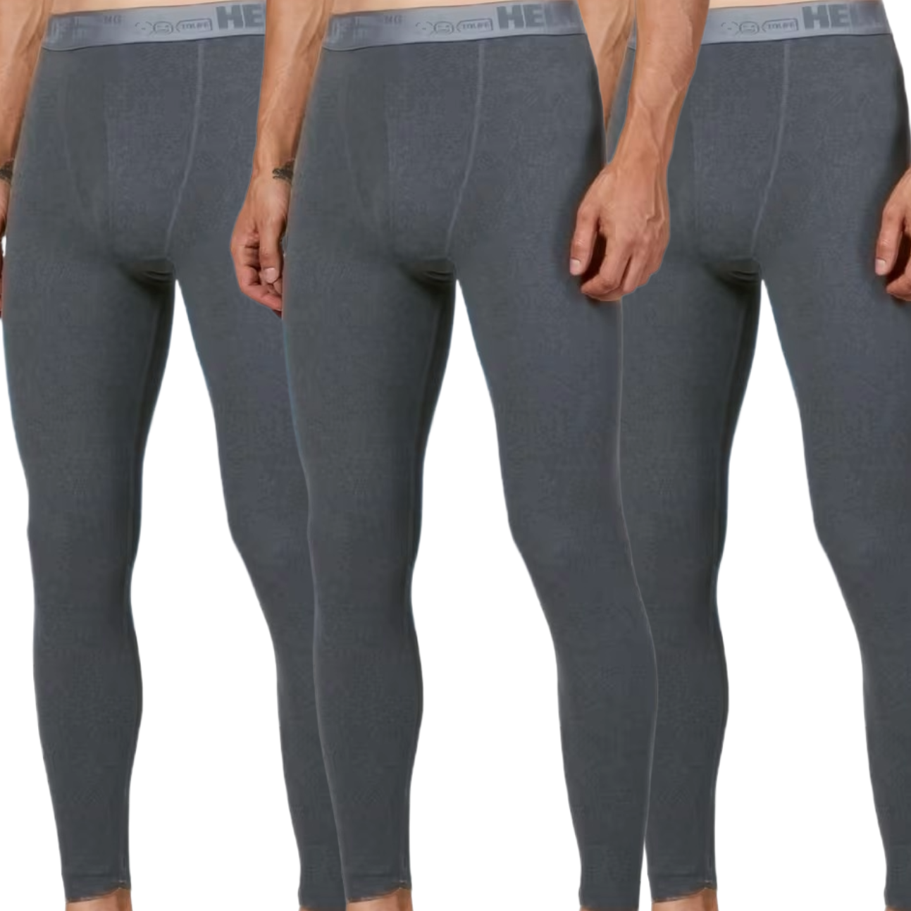 Lot de 3 caleçons longs thermiques pour homme – Bas de sous-vêtement chaud, couleur unie