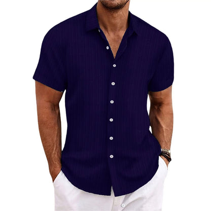Chemise décontractée à rayures pour homme – Style estival chic, idéale pour la plage ou la ville