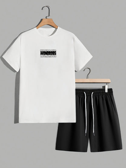 Ensemble streetwear homme t-shirt graphique et short style décontracté tendance