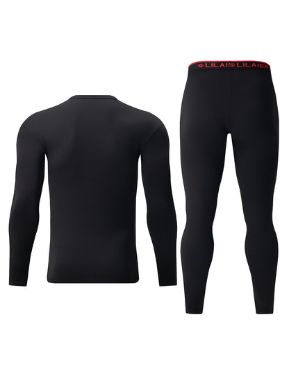 Ensemble Homme Thermique 2 Pièces Manches Longues et Legging Sport Couleur Unie