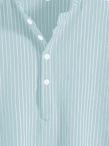 Chemise décontractée à rayures col mao pour homme - Style tendance et confortable