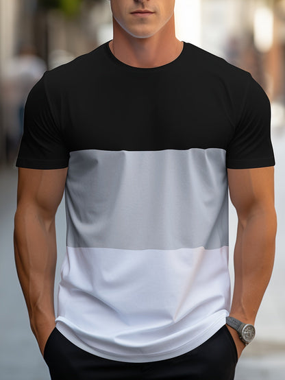 T-shirt Homme Style Décontracté à Bandes Contraste pour Usage Quotidien