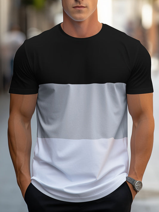 T-shirt Homme Style Décontracté à Bandes Contraste pour Usage Quotidien