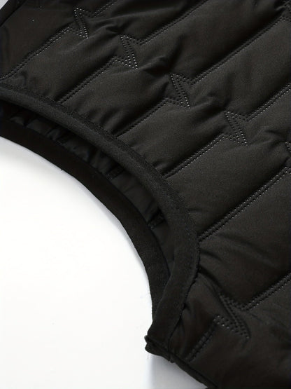 Gilet matelassé sans manches à capuche pour homme, noir, fermeture éclair