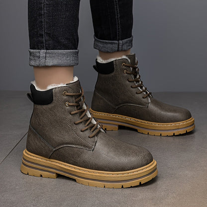 Bottes montantes homme fourrées chaudes à lacets, plusieurs coloris disponibles