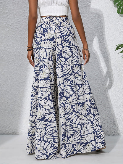 Pantalón ancho para mujer estilo tropical casual para playa y verano