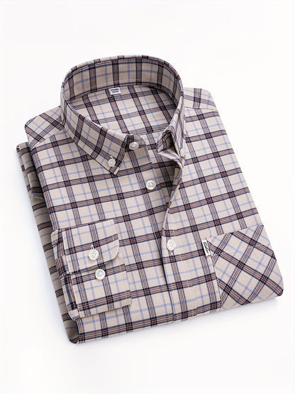 Chemise décontractée à carreaux pour homme, style week-end, manches longues, coupe régulière