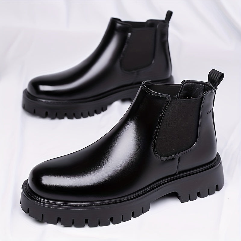 Bottes Chelsea noires à semelle crantée basses pour homme, style bottines classiques