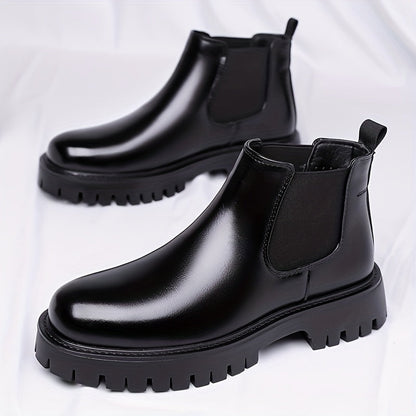 Bottes Chelsea noires à semelle crantée basses pour homme, style bottines classiques