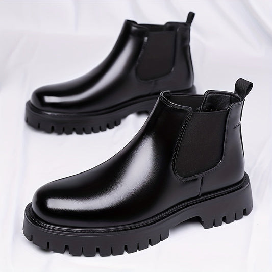 Bottes Chelsea noires à semelle crantée basses pour homme, style bottines classiques