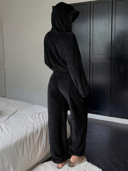 Ensemble d'intérieur Femme Doux à Capuche et Pantalon Large avec Oreilles