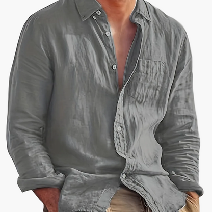 Chemise décontractée pour homme à manches longues style plage – Idéale pour sorties et vacances