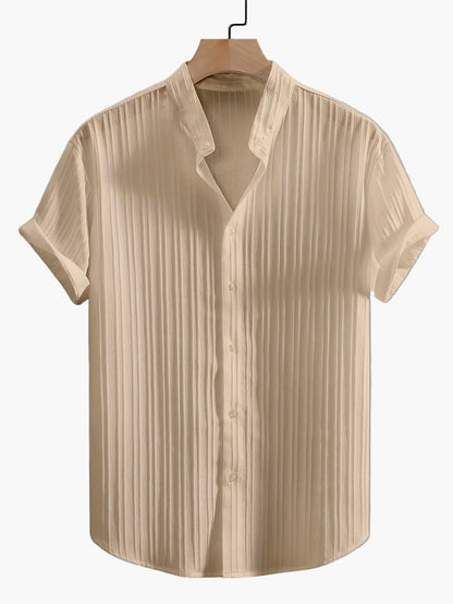 Camicia casual con colletto alla coreana da uomo stile moderno e estivo