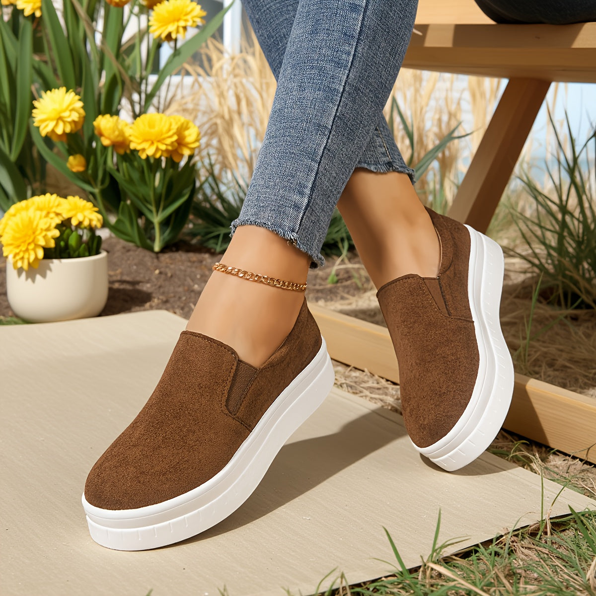 Chaussures femme slip-on plateforme style décontracté élégant pour printemps