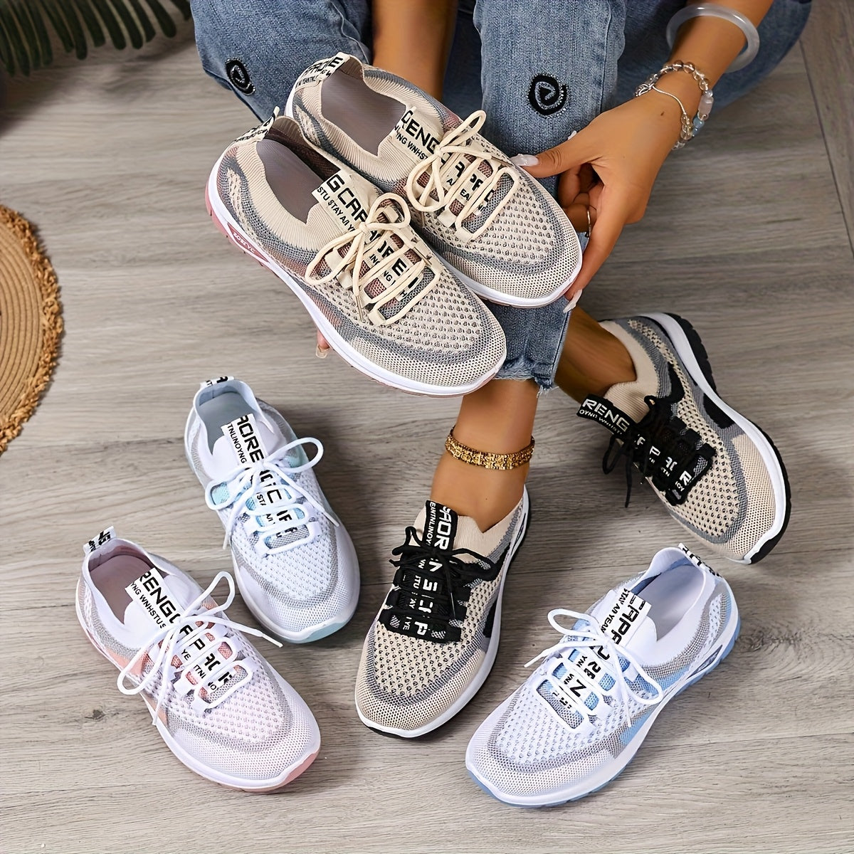 Baskets de sport femme style décontracté pour marche et loisirs