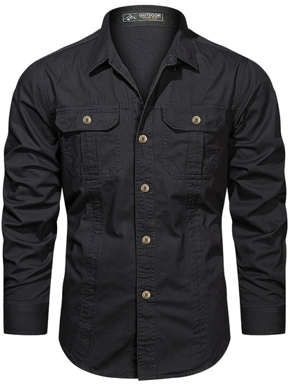 Camisa casual de manga larga para hombre estilo outdoor – Ideal para el fin de semana y el ocio