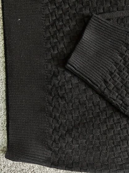 Sweat à Capuche Homme Bicolore Gris Tricot Texturé