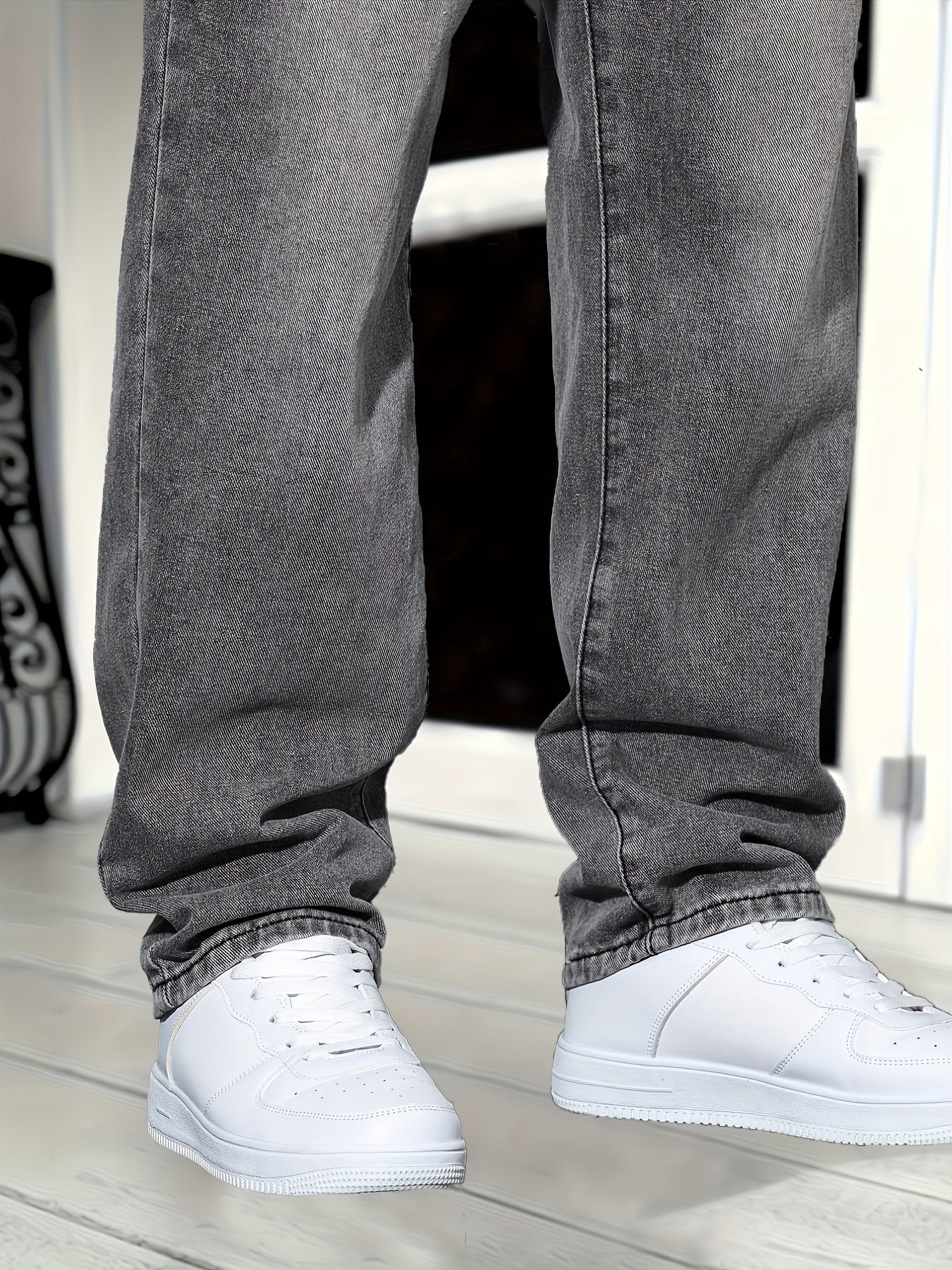 Klassieke rechte jeans voor heren, ruime pasvorm, dagelijks gebruik, stedelijke stijl