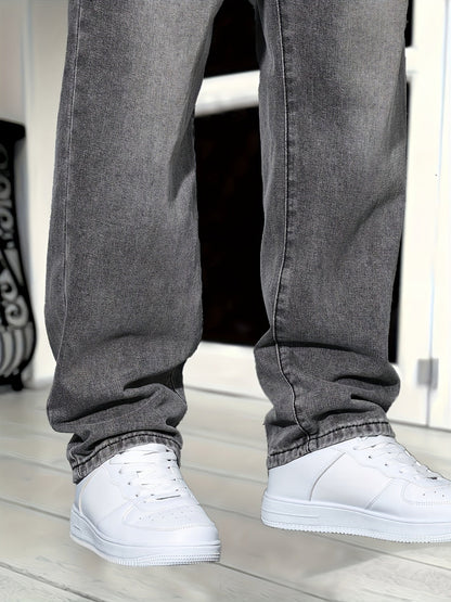 Klassieke rechte jeans voor heren, ruime pasvorm, dagelijks gebruik, stedelijke stijl