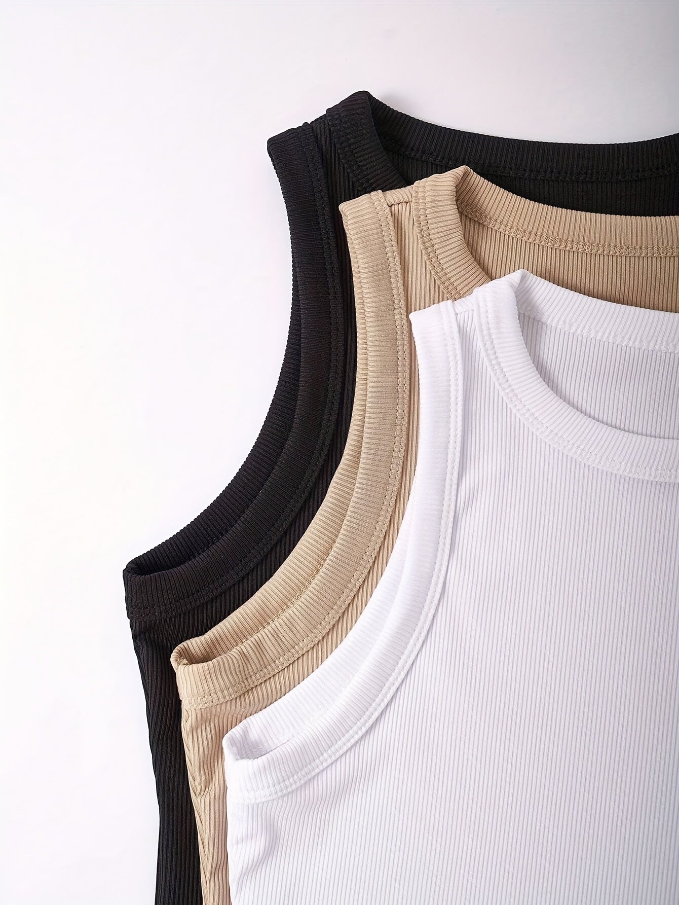 Débardeur Femme Lot de 3 Style Sport Col Rond Sans Manches Idéal Été