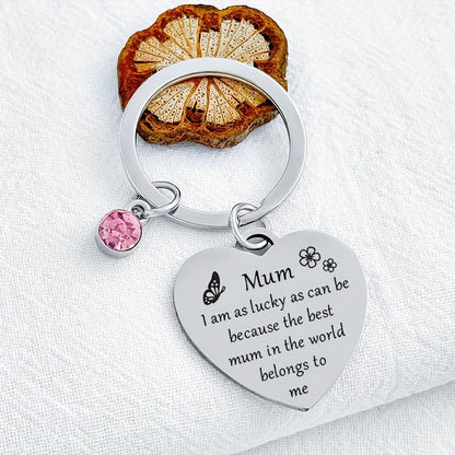 Porte-clés cœur pour femme – Cadeau sentimental fête des mères, message gravé pour maman