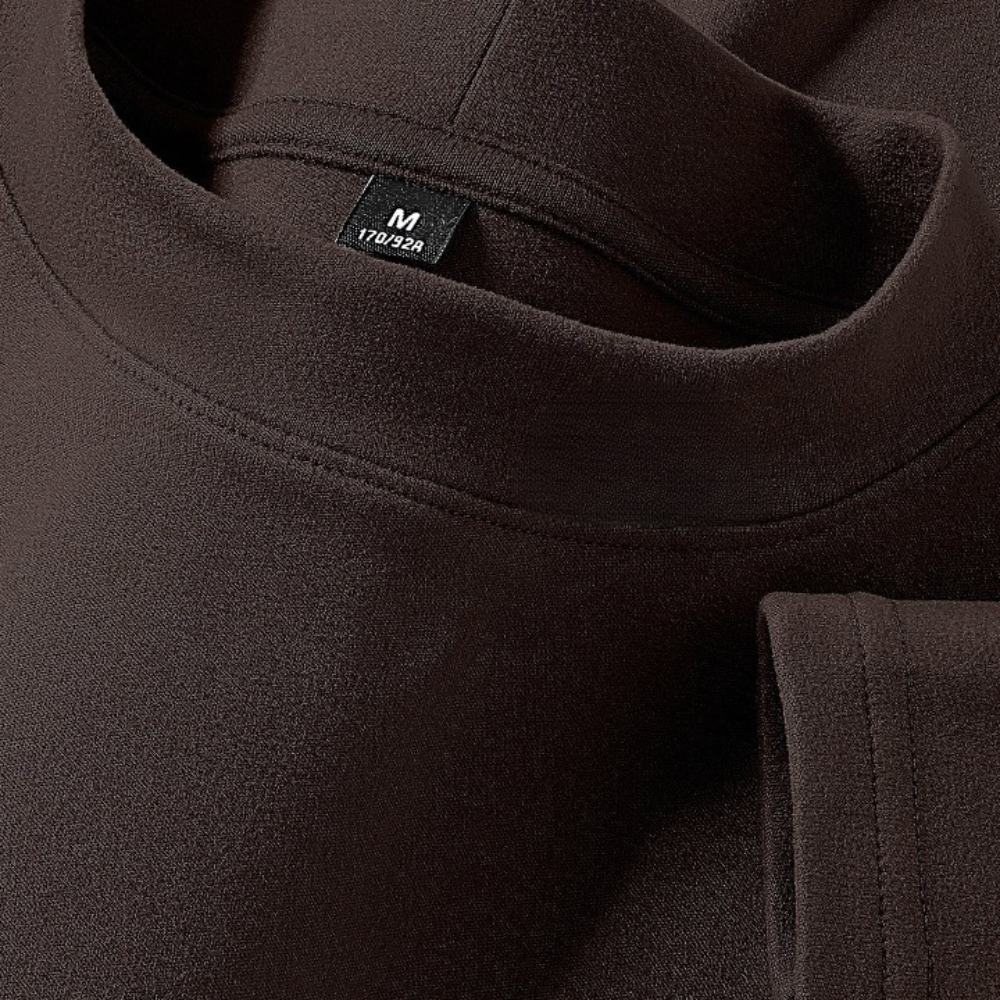 Haut à col montant doux couleur unie manches longues pour homme