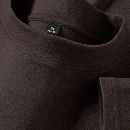 Haut à col montant doux couleur unie manches longues pour homme