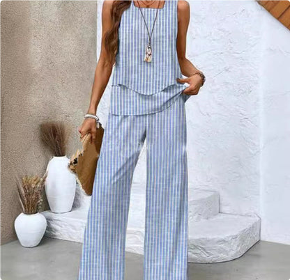 Lauren – Veste sans manches à double couche et pantalon droit ample
