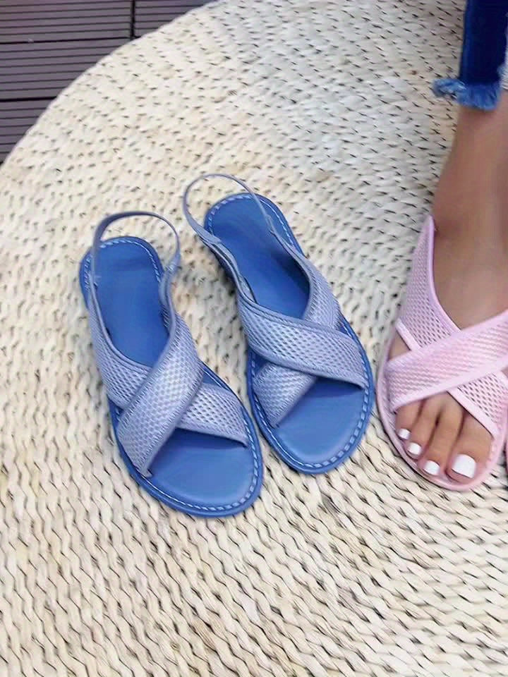 Avslappnade slip-on-sandaler för dam, korslagd stil, perfekta för sommaren