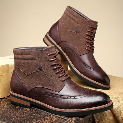 Bottes Chukka homme brogues bicolores à lacets style habillé