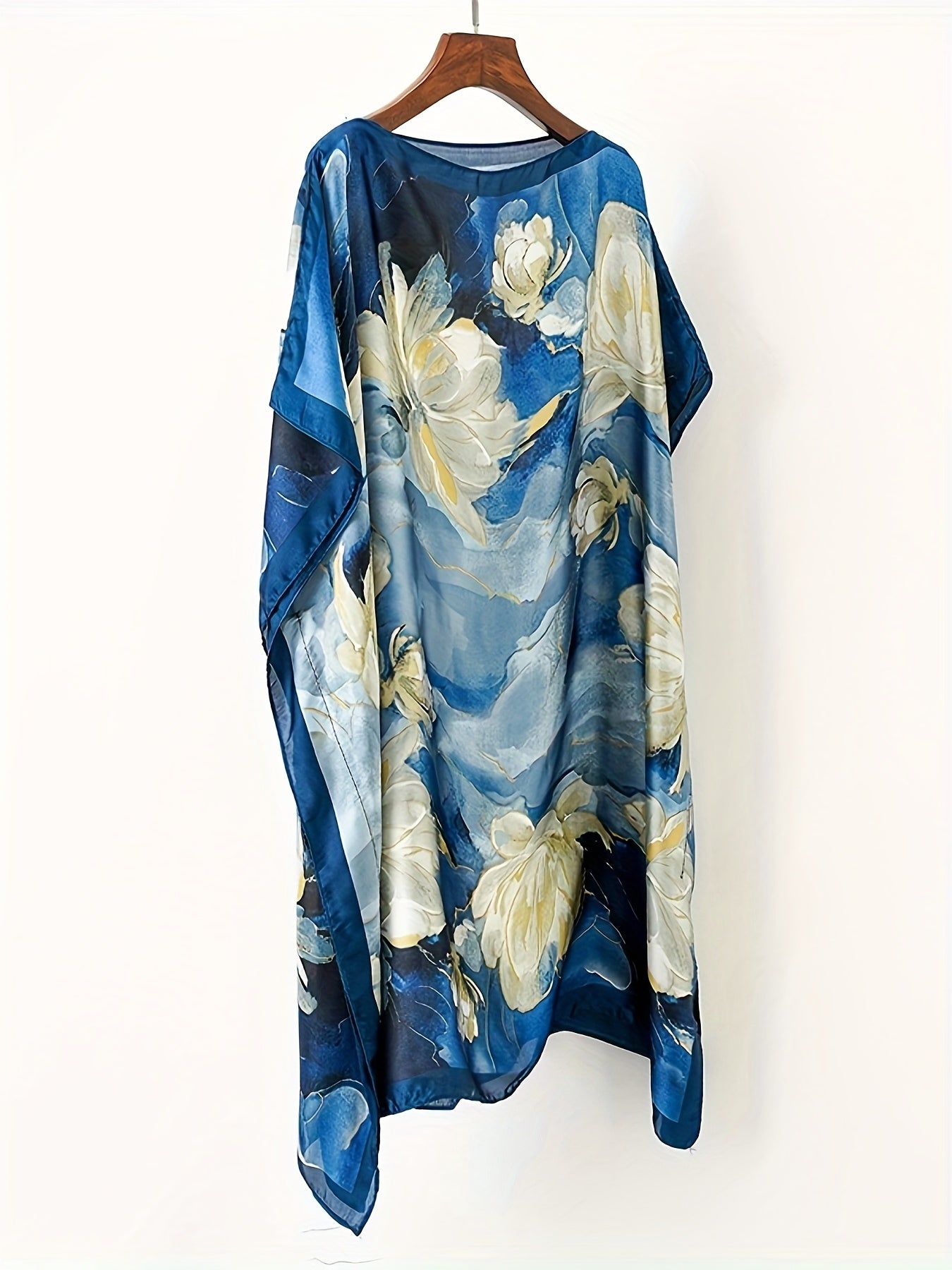 Tunique de plage bohème femme style asymétrique imprimé floral chic vacances