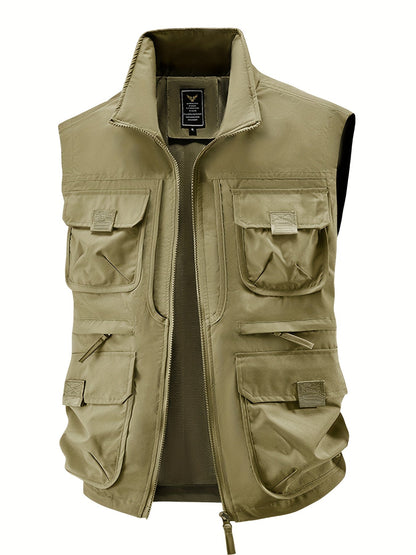Gilet utilitaire sans manches pour homme style décontracté outdoor à poches multiples