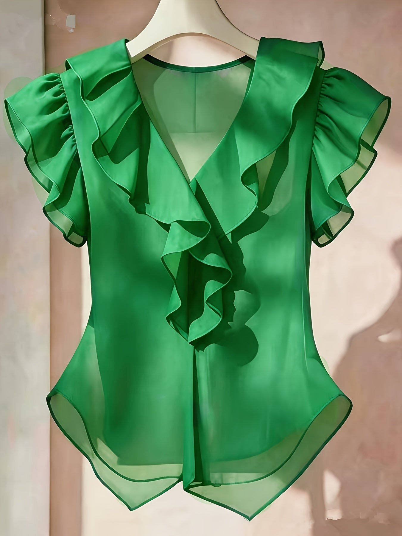 Blouse Femme Élégante à Volants Style Romantique pour Tenue Chic et Bureau